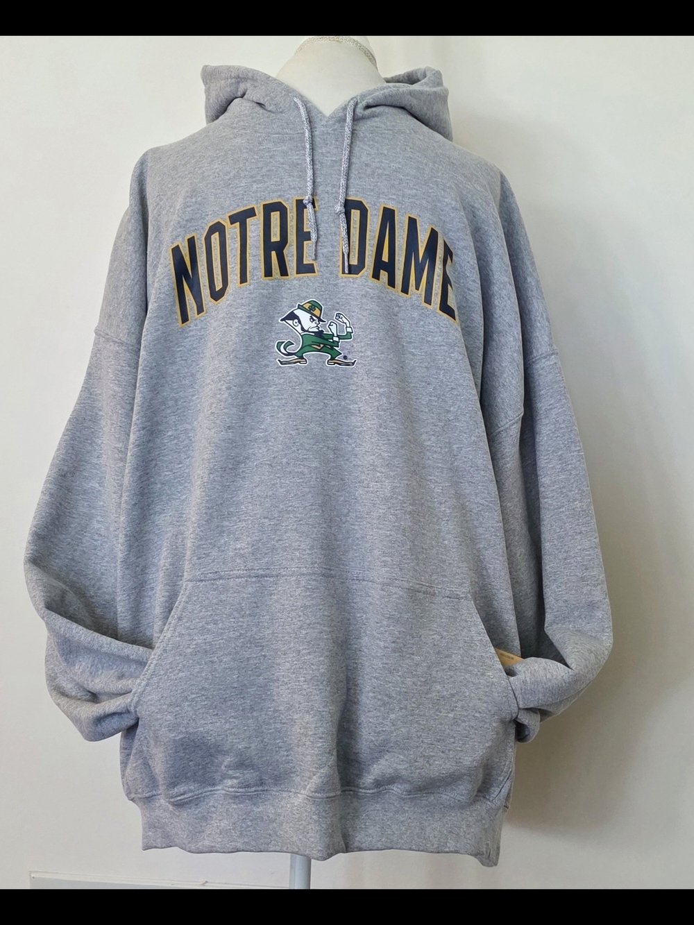 Men's Notre Dame University Fighting Irish Gray Pullover Hoodie Size XXL - NEW